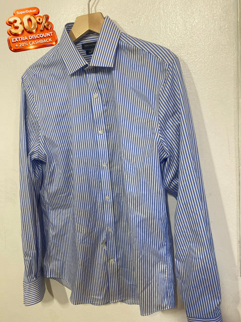 Tommy Hilfiger Men's Blue & White Stripped Slim Fit The Flex Shirt | Tommy Hilfiger In Lebanon