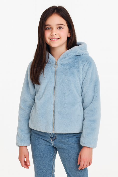 Terranova Girl's Blue Fur Jacket |Terranova  in Lebanon