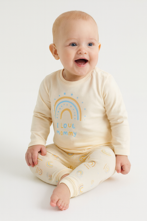 Sinsay Baby Boy's Light Yellow Long sleeve T-Shirt & Trousers Set | Sinsay In Lebanon