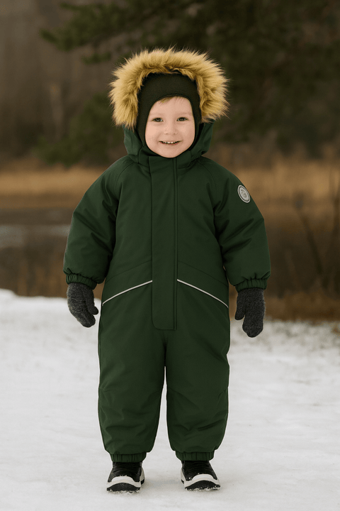 POMPdeLUX Boy's Dark Green Single Zipper Snowsuit |POMPdeLUX in Lebanon