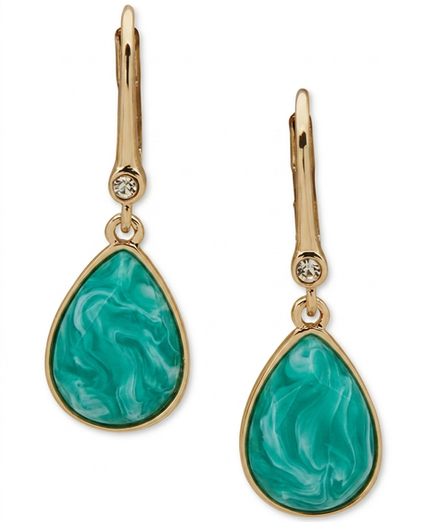DKNY Women's Turquoise Gold-Tone Pave Tear-Shape Stone Earrings  | DKNY In Lebanon
