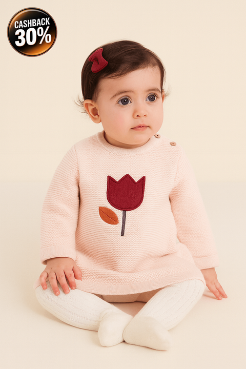 Boboli Baby Girl's Pink Long-Sleeve Dress | Boboli in Lebanon