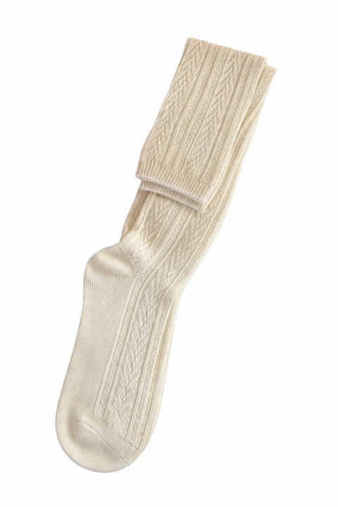 Forever 21 Women's White Knitted Over The Knee 1 Pairs Socks | Forever 21 In Lebanon
