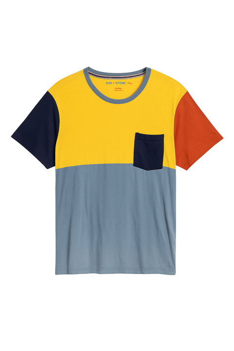 Sun Stone Men's  Multicolor Dolin Striped T-Shirt ABF4415