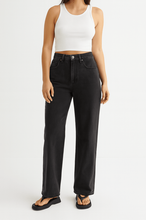 Forever 21 Women's Washed Black 90's Fit Jeans | Forever 21 In Lebanon