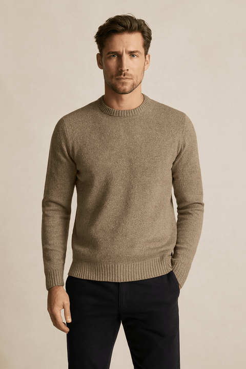 Lerros Men's Beige Crew Neck Knitted Sweater | Lerros In Lebanon
