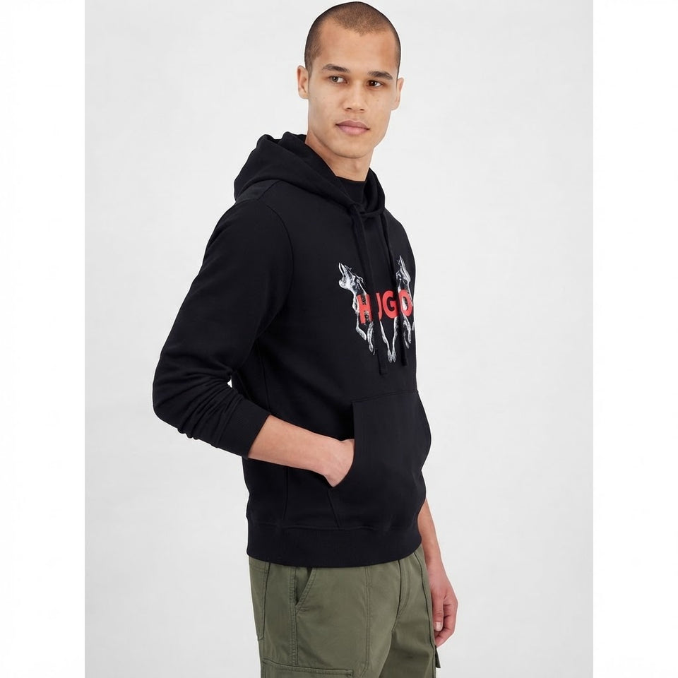 Hugo Men's Black Logo & Graphic Print Hoodie