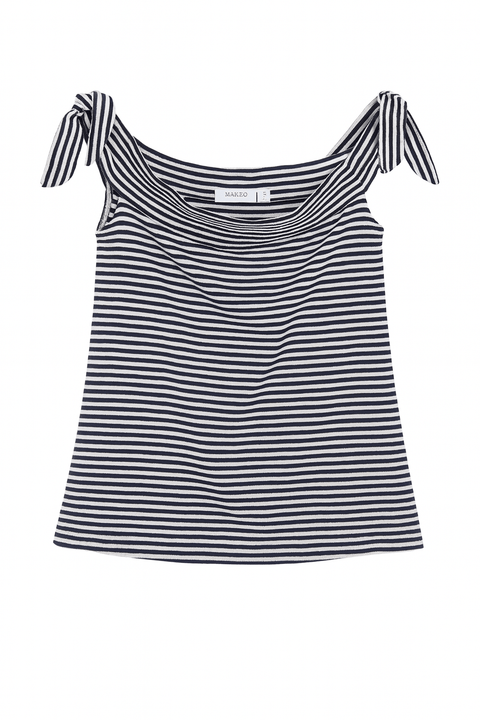 Mango Women's Multicolor Off the Shoulder Striped Ribbed Top | Mango in Lebanon