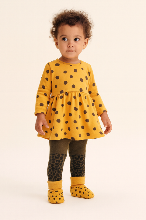 Boboli Girl's Mustard Dot-Print Socks  |Boboli in Lebanon