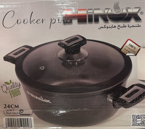 Hinox Red Granite Non-stick Cooking Pot 24cm | Hinox In Lebanon