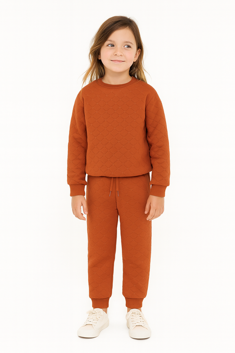 POMPdeLUX Girl's Brick Liva Quilted Sweatpants |POMPdeLUX in Lebanon
