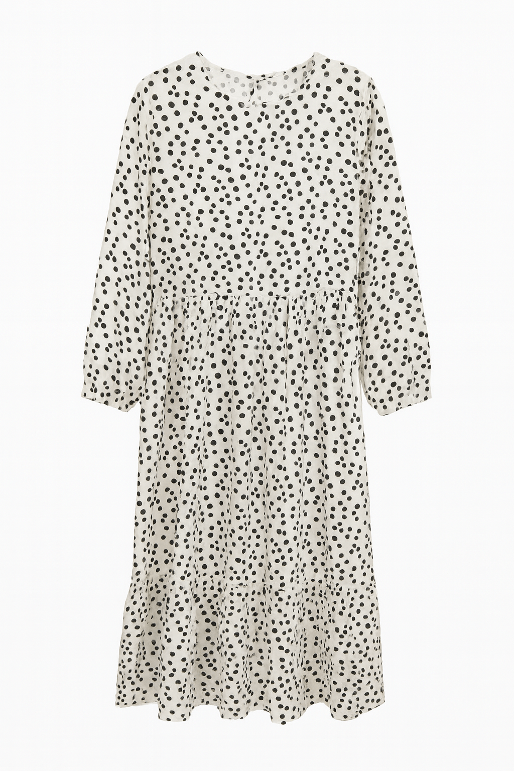 Fresh Made Women's White & Black Dotted 3/4 Sleeves Dress | Fresh Made  In Lebanon