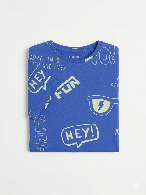 Reserved Boy's Blue Printed T-Shirt  | Reserved In Lebanon