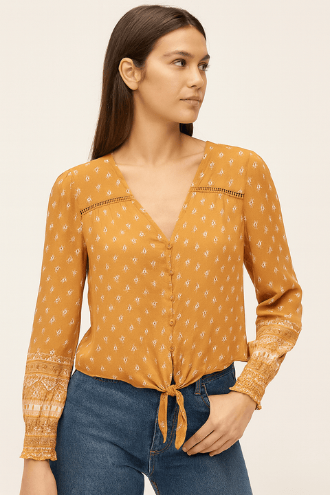 Hippie Rose Women's Brown Floral Long Sleeved Blouse |Hippie Rose In Lebanon