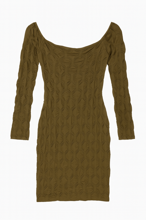 LeGer Women's Khaki Long-Sleeve Dress | LeGer in Lebanon