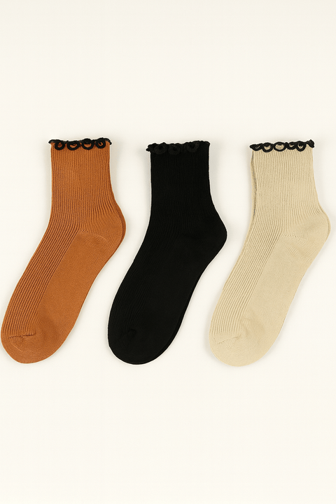 Forever 21 Women's Oatmeal Black 3 Pairs Ankle Socks | Forever 21 In Lebanon
