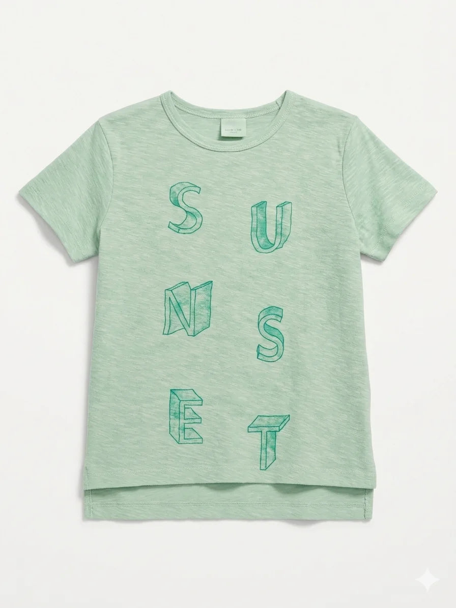Zara Girl's Light Green Printed T-Shirt | Zara In Lebanon