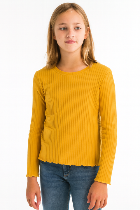 Boboli Girl's Mustard Long-Sleeve Blouse| Boboli in Lebanon