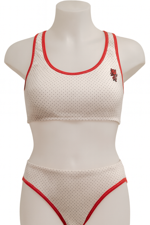 Demar Women's White & Red Cotton With Dots 2 Piece Lingerie Set | Demar In Lebanon
