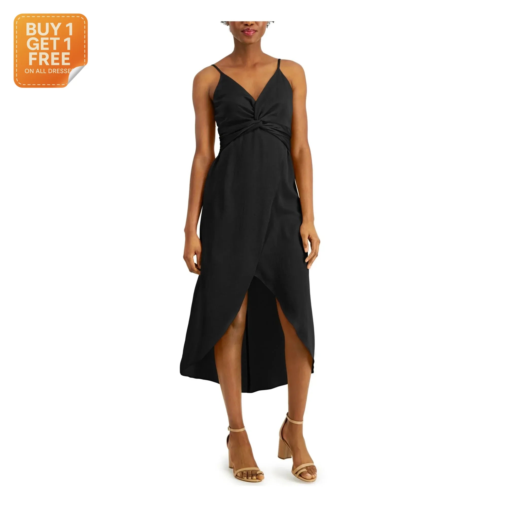 Bar III  Women's  Black Twist-Front Cami Dress |Bar III  In Lebanon