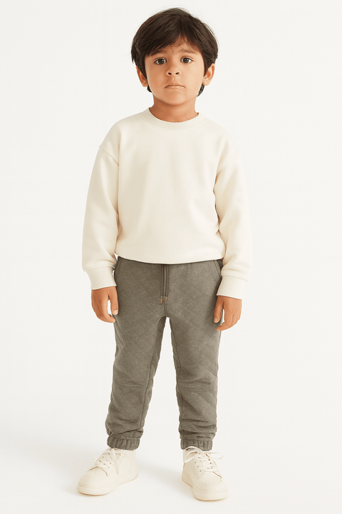 POMPdeLUX Boy's Dark Grey Liva Quilted Joggers |POMPdeLUX in Lebanon