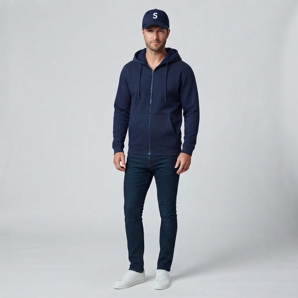 Blue Ice Men's Navy Fleece Lined Jacket