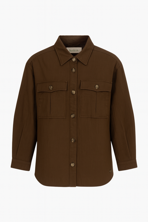 POMPdeLUX Girl's Brown Long-Sleeve Shirts |POMPdeLUX in Lebanon