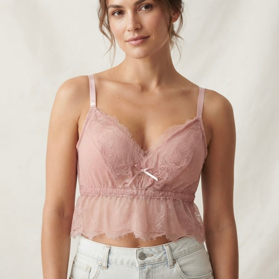 Smart & Sexy Women's Light Pink Solid Lace Bra