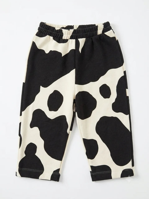 Zara Baby Boy's Black & White Cow Printed Elastic Waist Sweatpants | Zara In Lebanon