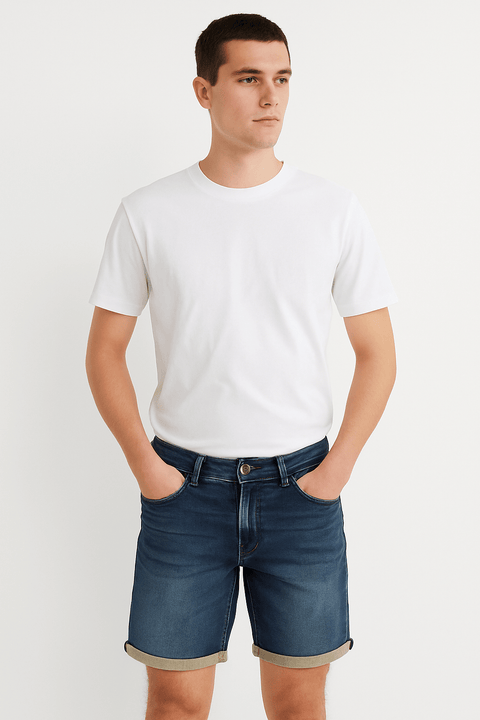 No Excess Men's Dark Blue Stretch Denim Short | No Excess In Lebanon