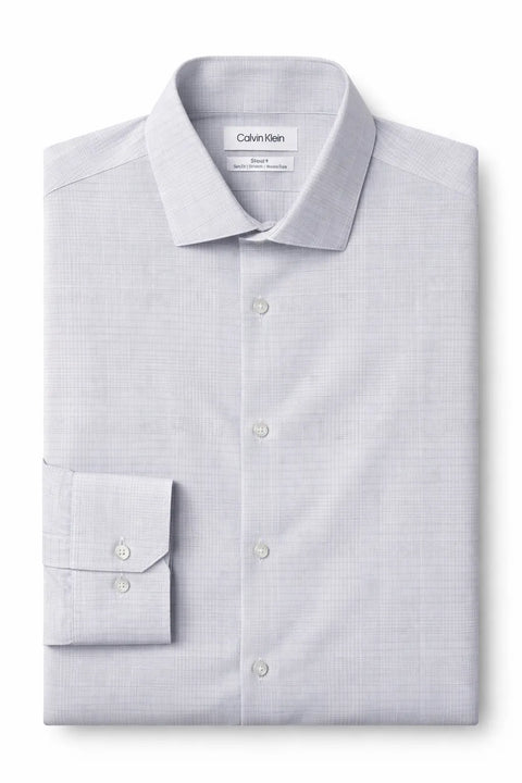 Calvin Klein Men's White & Grey Steel Stretch Slim Fit Shirt | Calvin Klein In Lebanon