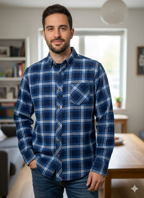 Rebel Men's Multi Blue Richard Long Sleeve Shirt |Rebel In Lebanon