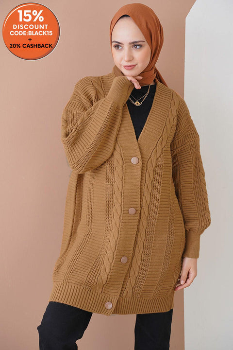 Big Dart Women's Tan Knitwear Cardigan | Big Dart In Lebanon