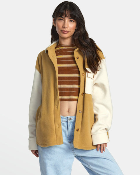 RVCA Women's Beige Bottomed Fleece Jacket | RVCA In Lebanon
