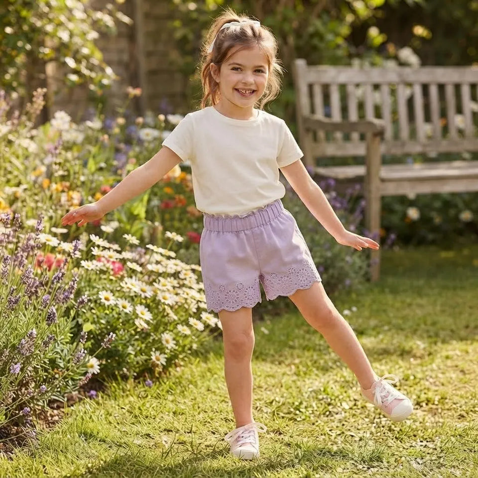 Sinsay Girl's Lilac-Breeze Woven Cotton Shorts