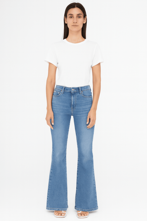 Forever 21 Women's Light Blue High Rise Flare Jeans | Forever 21 In Lebanon