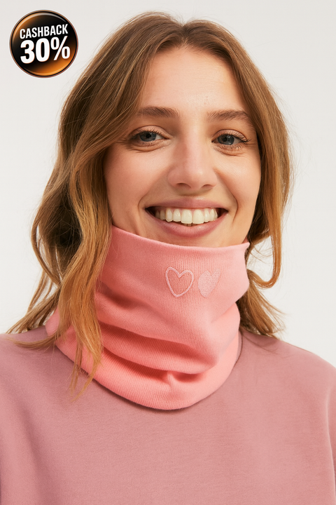 Reserved Women's Pink Ribbed Heart Patterned Snood |Reserved In Lebanon