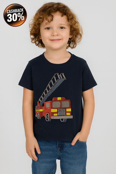 Kids Headquarters Boy's Navy Blue T-Shirt ABFK2069