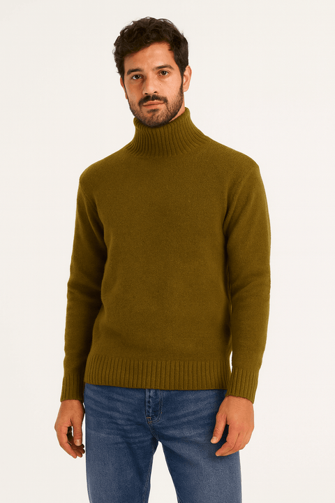 Redefined Rebel Men's Dark Olive Turtle Neck Knitted Sweater | Redefined Rebel In Lebanon