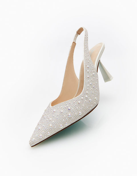 Betsey Johnson Women's White Rhinestone Heels |Betsey Johnson  In Lebanon