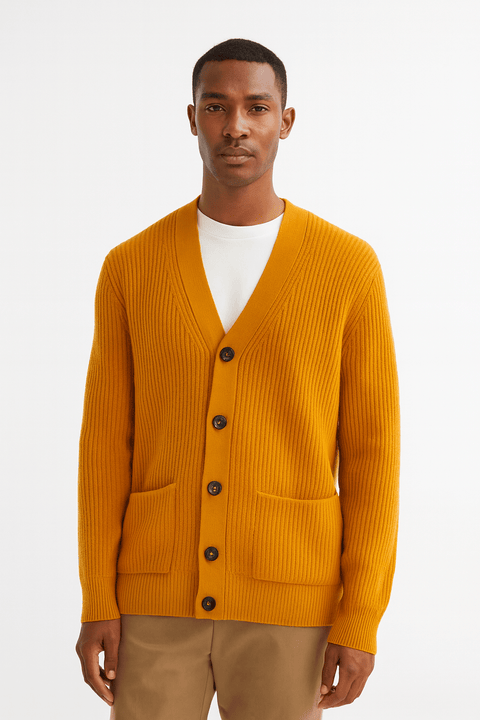 Rebel Men's Orange Ribbed Cardigan | Rebel In Lebanon