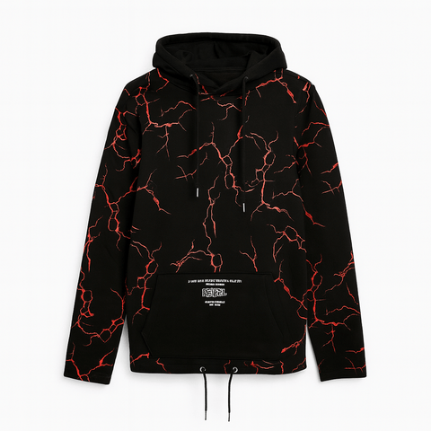 Redefined Rebel Men's Black With Lightning Red Printed Hoodie | Redefined Rebel In Lebanon