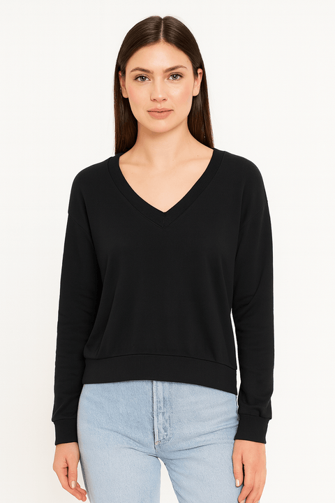Alternative Women's Black V-Neck Long Sleeve Blouse |Alternative In Lebanon