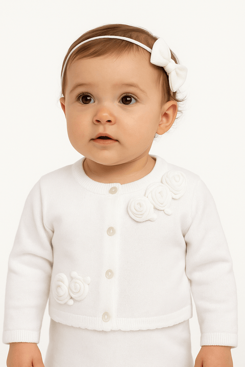 Boboli Baby Girl's White Long-Sleeve Cardigan| Boboli in Lebanon