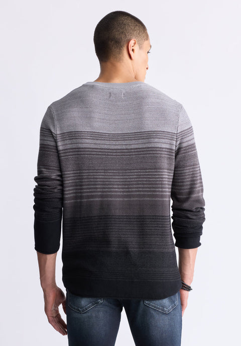 Buffalo David Bitton Men's Charcoal Gradient Striped Knit Pullover Sweater | Buffalo David Bitton In Lebanon