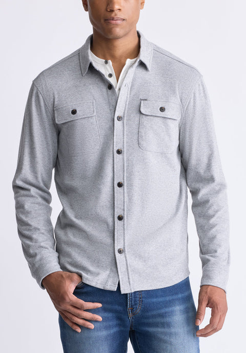 Buffalo David Bitton Men's Gray Long-Sleeve Blanket Shirt with Chest Pockets |Buffalo David Bitton In Lebanon