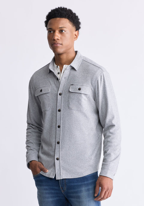 Buffalo David Bitton Men's Gray Long-Sleeve Blanket Shirt with Chest Pockets |Buffalo David Bitton In Lebanon