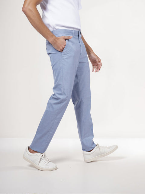 Celio Men's Light Blue Solid Slim Fit Polyester Trouser | Celio In Lebanon