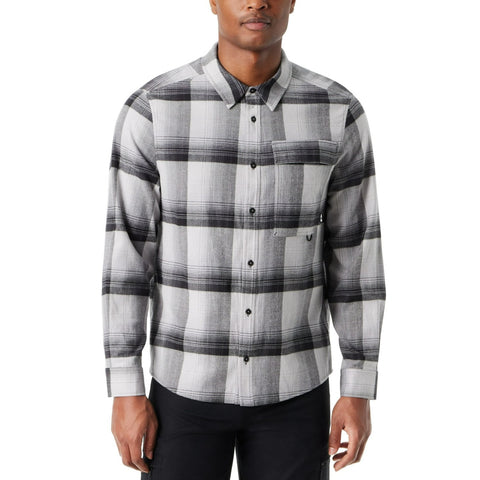 Bass Outdoor Men's Black & Gray Classic Fit Plaid Stretch Pocket Flannel Shirt| Bass Outdoor In Lebanon