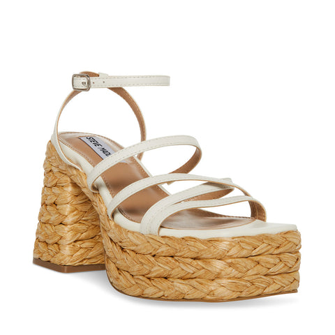 Steve Madden Women's White Leather Belise Sandals | Steve Madden In Lebanon